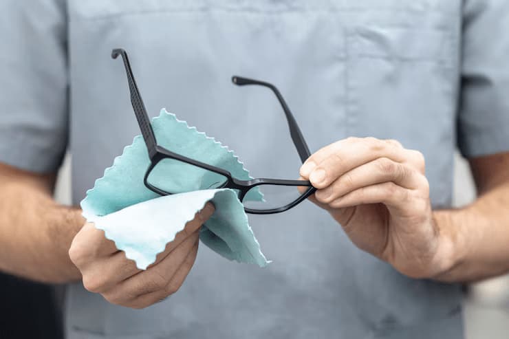 Eye care professionals with patients