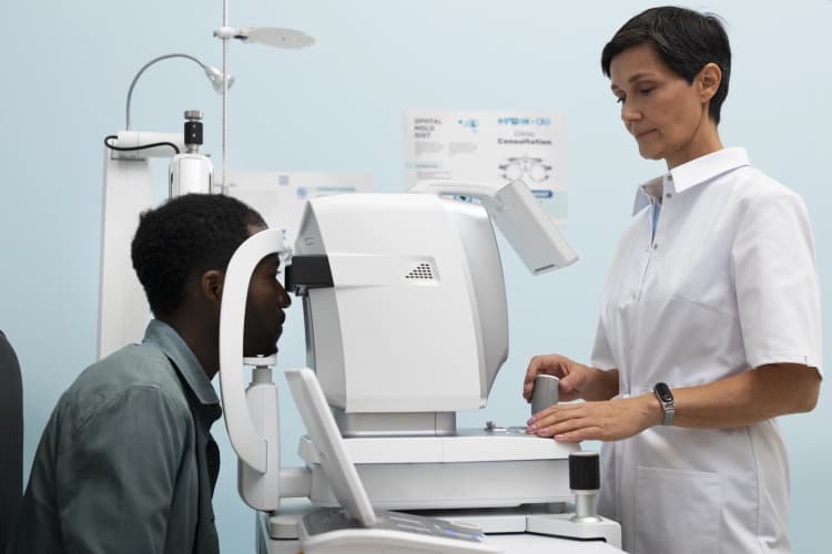 Child having eye examination